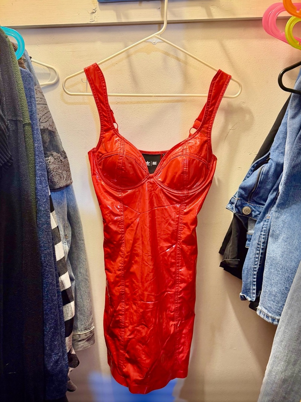 adidas x ivy park Red faux latex vinyl mini Dress